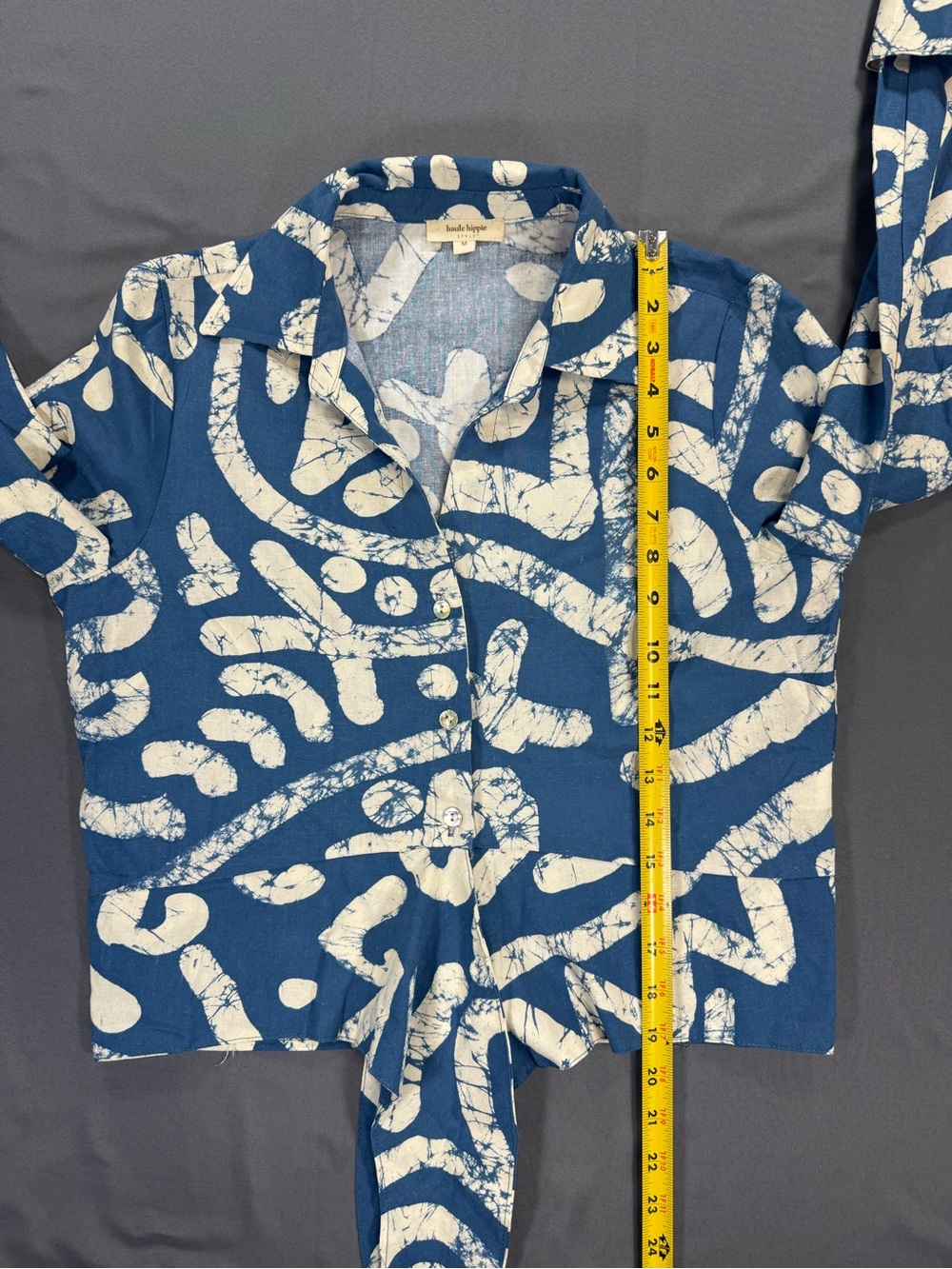 Haute Hippie Blue & White Tie-Front Button Down Shirt - Picture 7 of 7